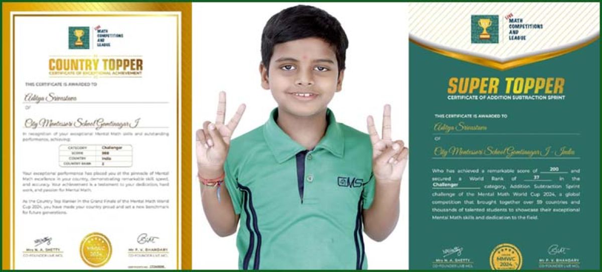 Aditya of CMS wins the title of Super Topper  in International Mathematics Competition